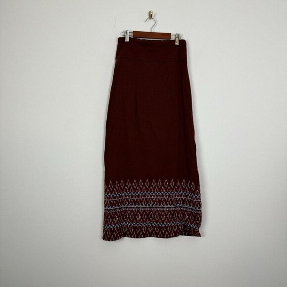 Eddie Bauer Outdoor Brown Orange Maxi Skirt Embroidered Aztec Print Size XS - Picture 7 of 7